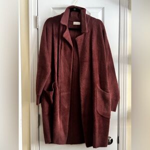 BE COOL Burgundy Open Front Coat